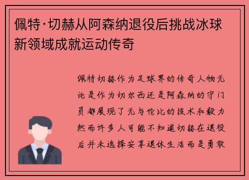 佩特·切赫从阿森纳退役后挑战冰球新领域成就运动传奇 佩特·切赫从阿森纳退役后挑战冰球新领域成就运动传奇